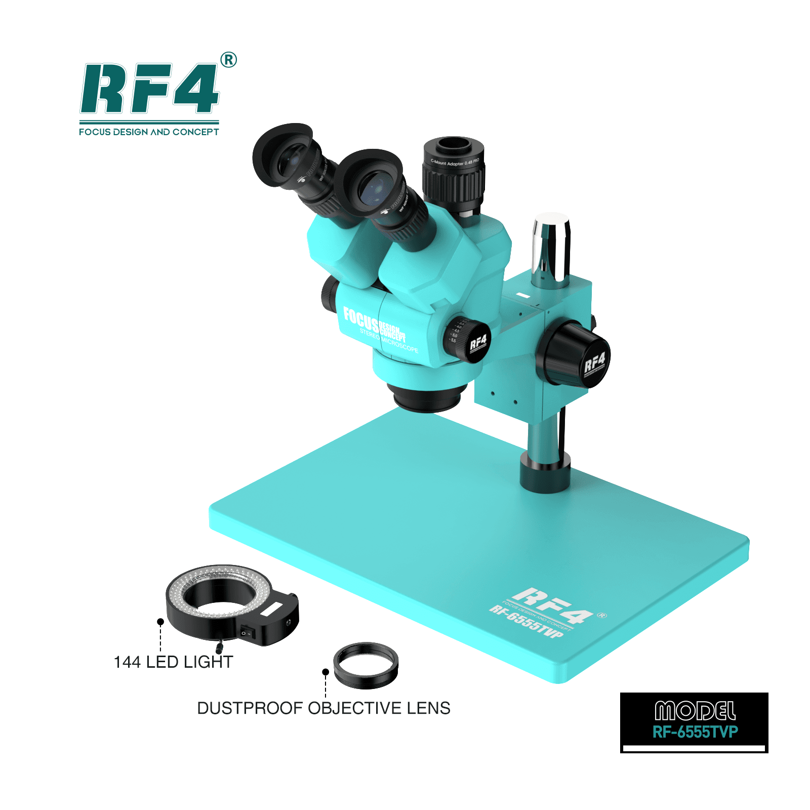 RF 6555TVP TRINOCULAR STEREO MICROSCOPE